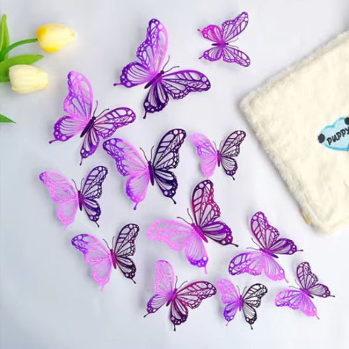 decoration gateau essaim papillons violets