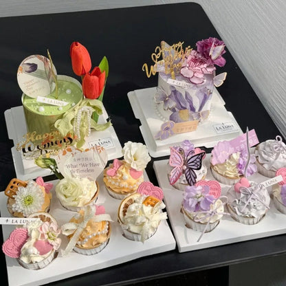 gateaux colores decores avec decorations papillons
